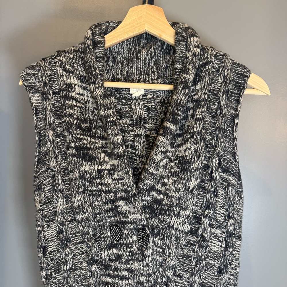 J.Crew Chunky Cable Knit Sleeveless Vest Cardigan Shawl Collar Size S